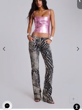 Zebra-Print Straight Leg Women's Pants - Black & Cream - SOLD